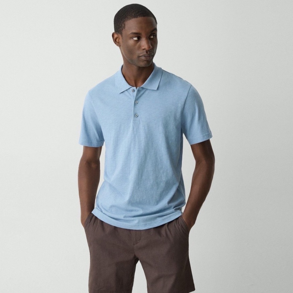 Theory‎ Light Blue Short Sleeve Pique  Polo Business Casual Size Large